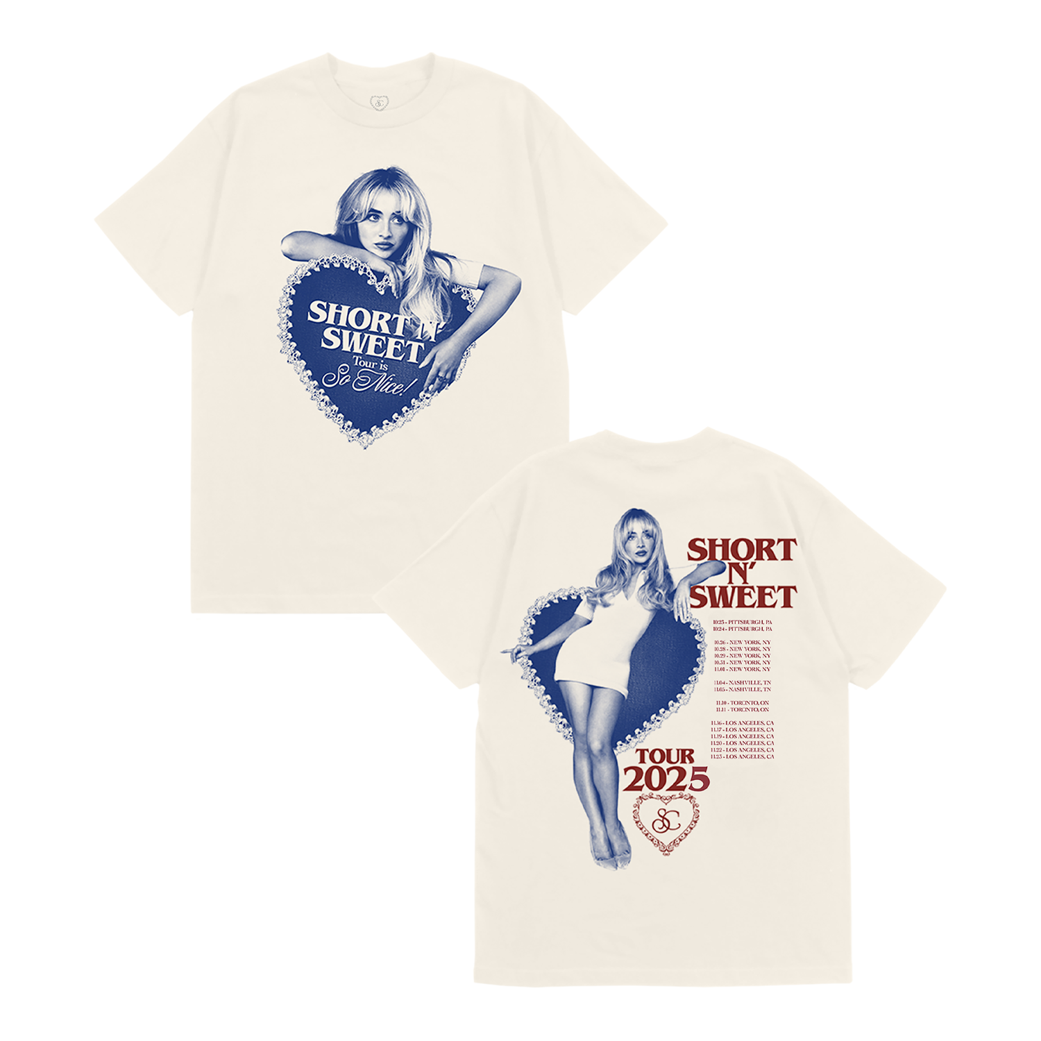 Short n' Sweet Heart Ivory Residency T-Shirt - Sabrina Carpenter Short n' Sweet Heart Ivory Residency T-Shirt - Sabrina Carpenter