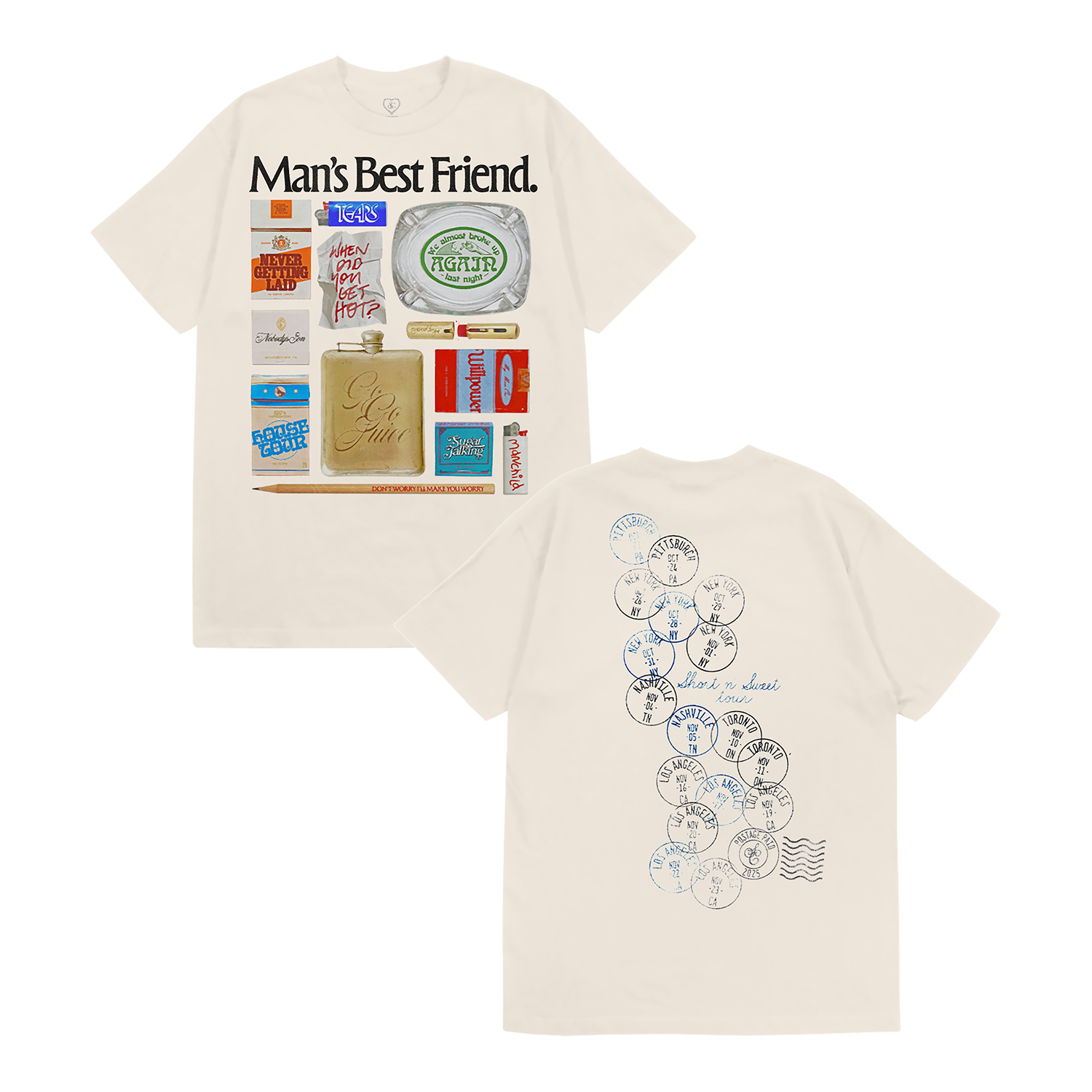 Man's Best Friend Object Dateback T-Shirt - Sabrina Carpenter Man's Best Friend Object Dateback T-Shirt - Sabrina Carpenter