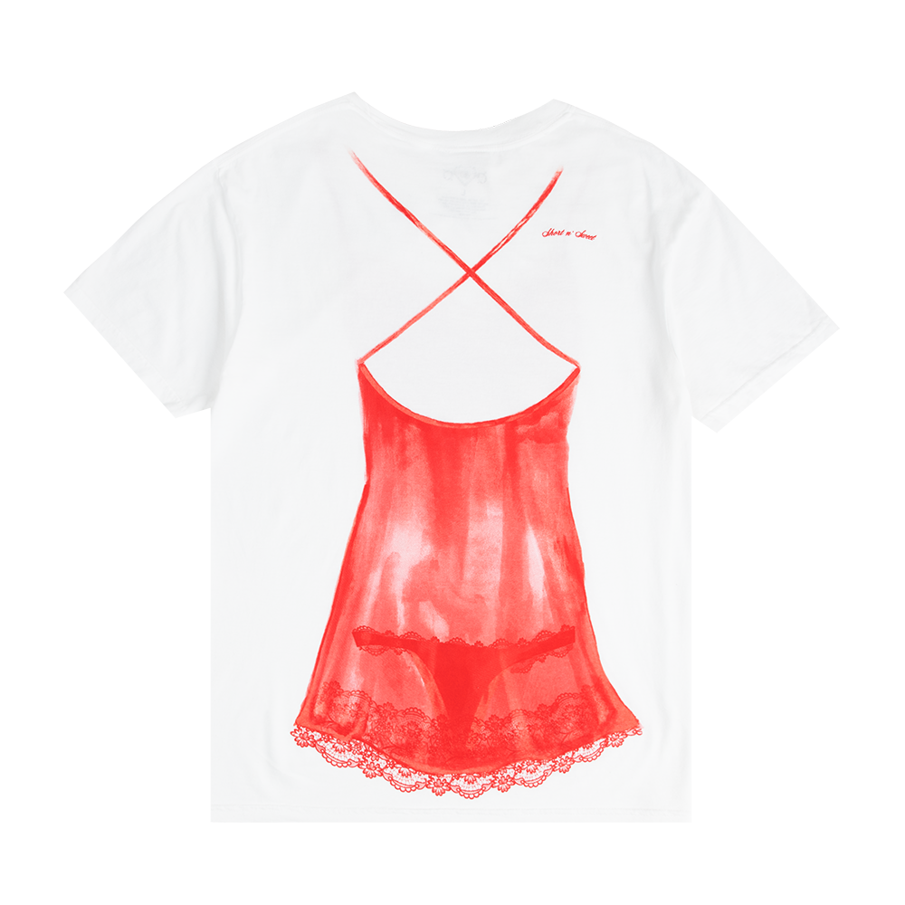 red lingerie tee back