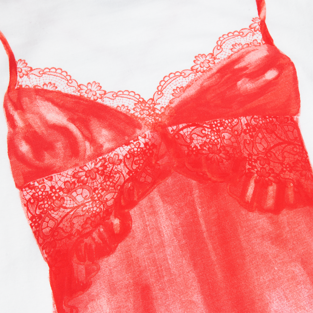 red lingerie tee detail 2