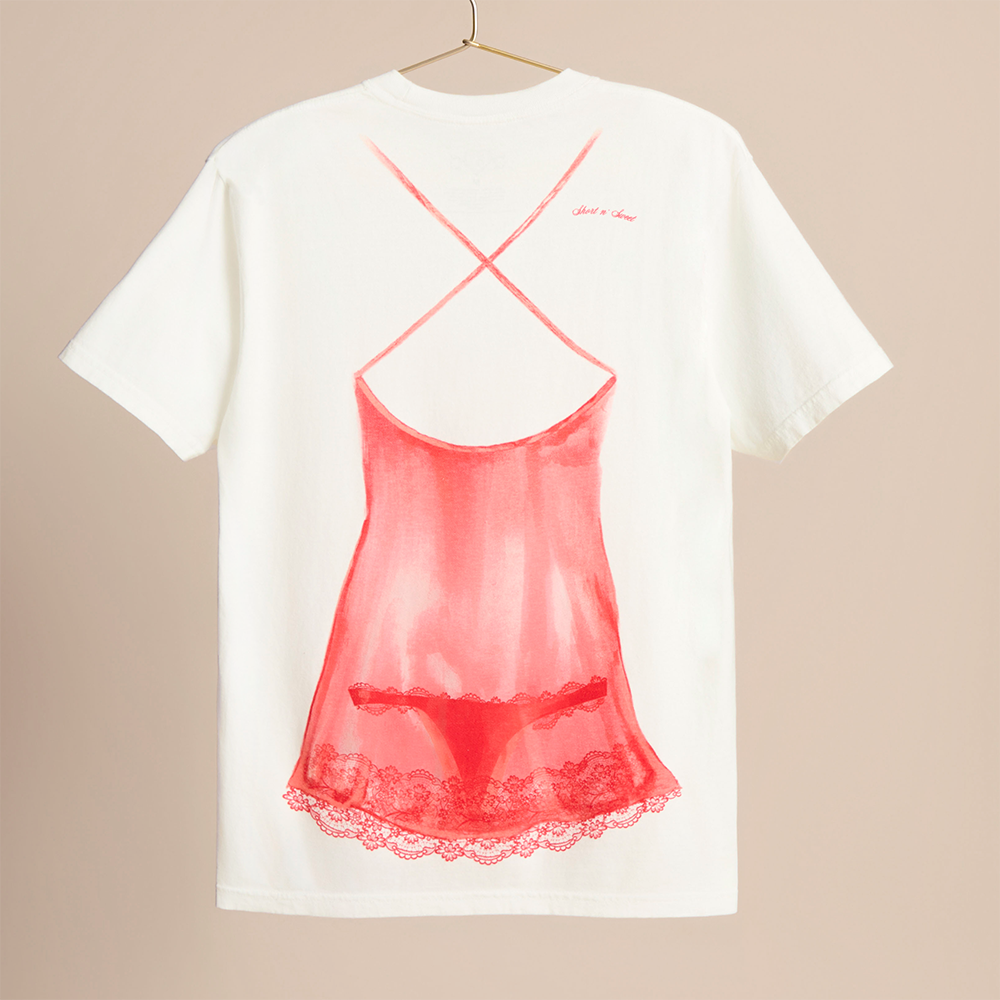 red lingerie tee back