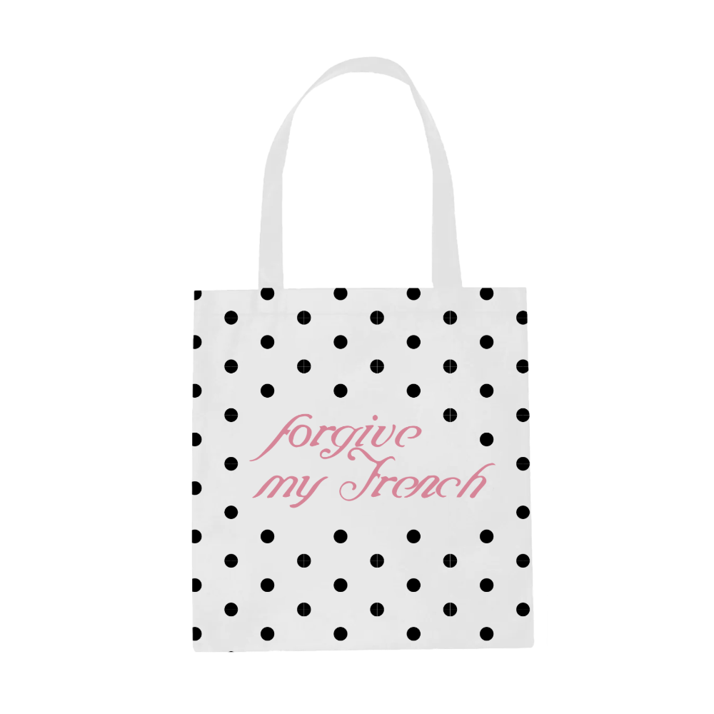Forgive My French Polka Dot Tote Front